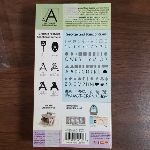 GEORGE & BASIC SHAPES FONT Cricut - SIGN SLOTTED‎ CHARM SILHOUETTE SHADOW - Picture 2 of 4